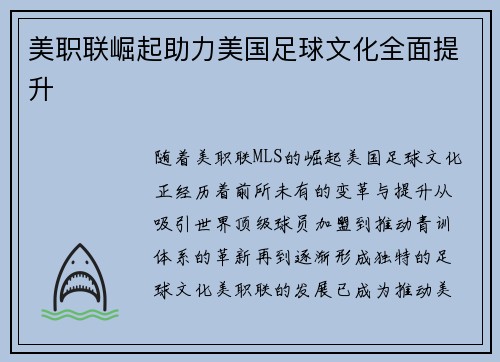 美职联崛起助力美国足球文化全面提升
